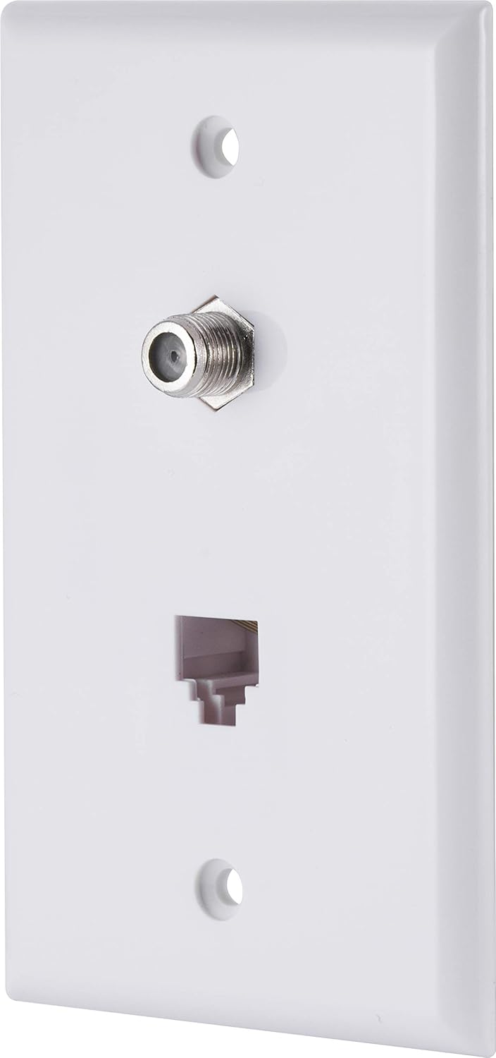 GE 40093 Coaxial Telephone Cable Wall Plate