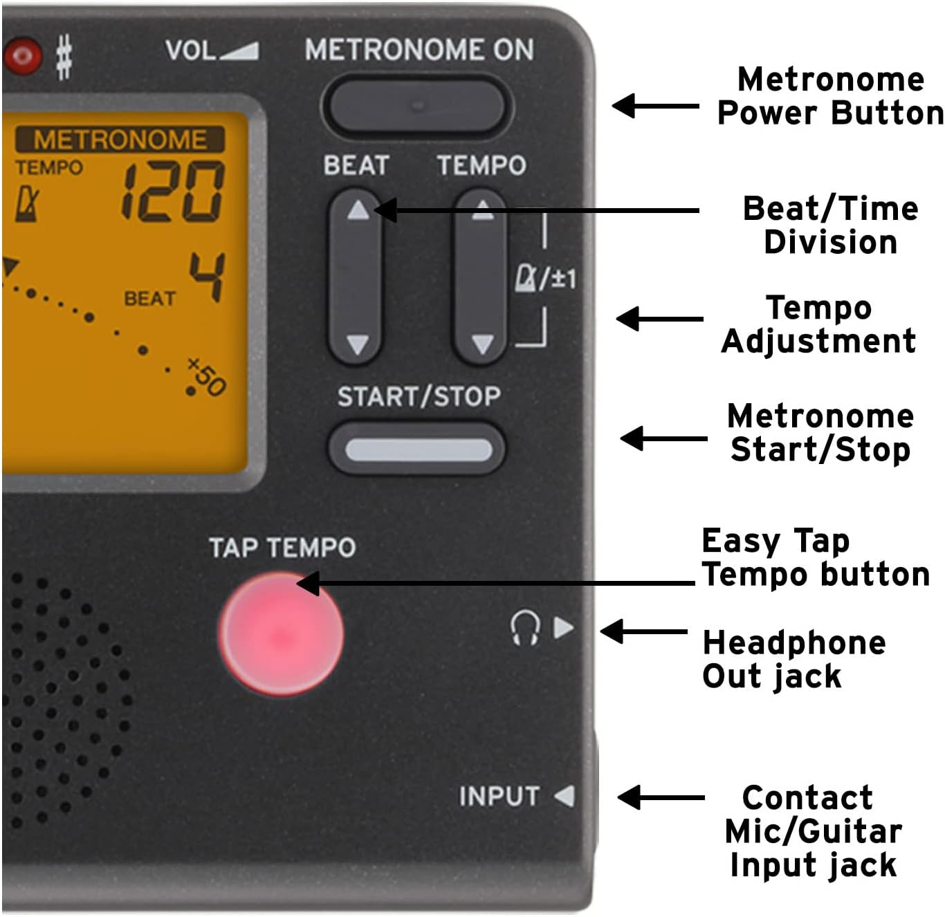 Korg TM60BK Tuner Metronome Black for Musicians