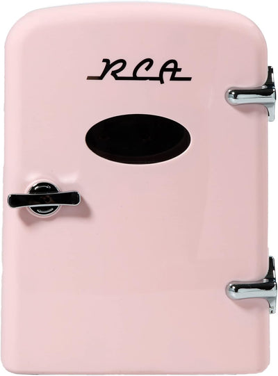 RCA RMIS129-PINK Mini Pink Beverage Refrigerator - 4L Compact Fridge