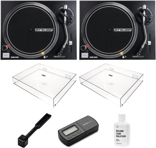 Reloop RP-2000 MK2 DJ Turntable Pair Bundle Direct Drive