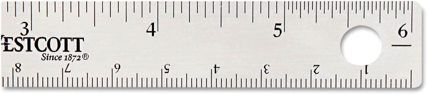 Westcott 10414 6-Inch Stainless Steel Ruler with Cork Base