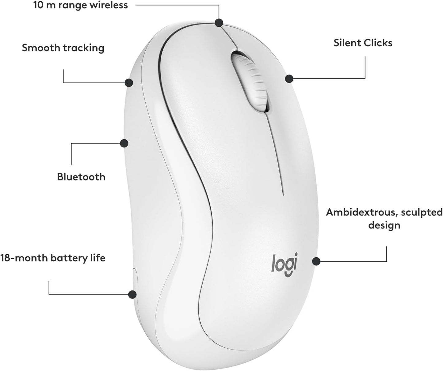 Logitech 910-007116 M240 Silent Bluetooth Wireless Mouse Off-White