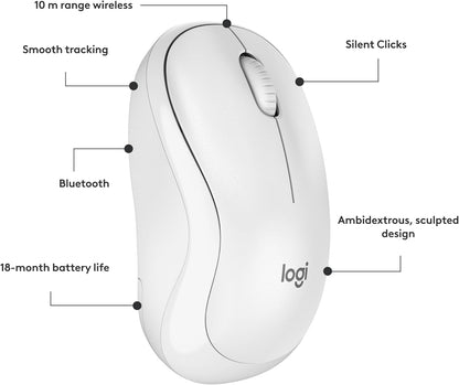 Logitech 910-007116 M240 Silent Bluetooth Wireless Mouse Off-White