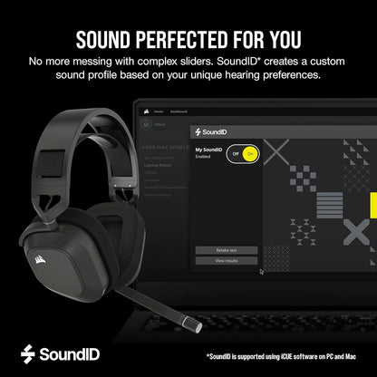 Corsair HS80 MAX Wireless Bluetooth Gaming Headset Steel Gray Renewed