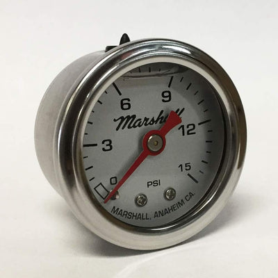 Marshall LS00015 1.5" Fuel Pressure Gauge - Silver Dial 0-15 PSI