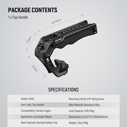 Neewer CA107 Camera Top Handle with ARRI Locating Pins