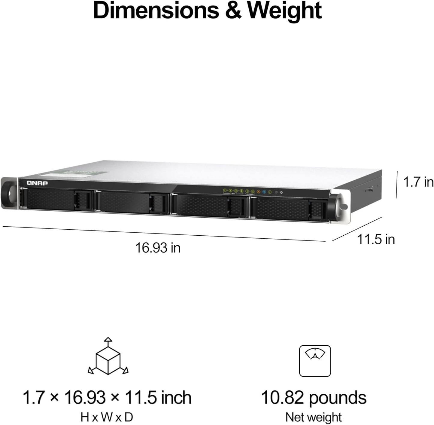 QNAP TS-435XEU-4G-US 4-Bay Rackmount NAS - 10GbE, NVMe SSD Ready