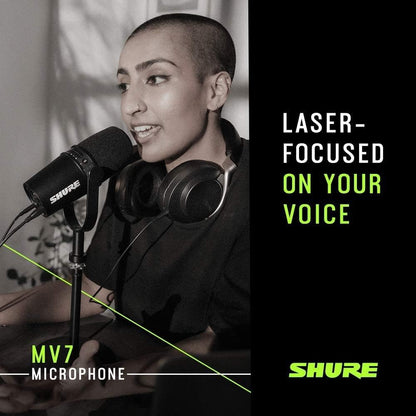 Shure MV7-K USB/XLR Dynamic Podcast Microphone - Black
