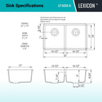 Lexicon LP5050K 32 Inch Quartz Double Bowl Kitchen Sink