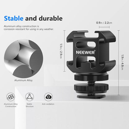 Neewer 10100282 Hot Shoe Mount Adapter with Triple Cold Shoe