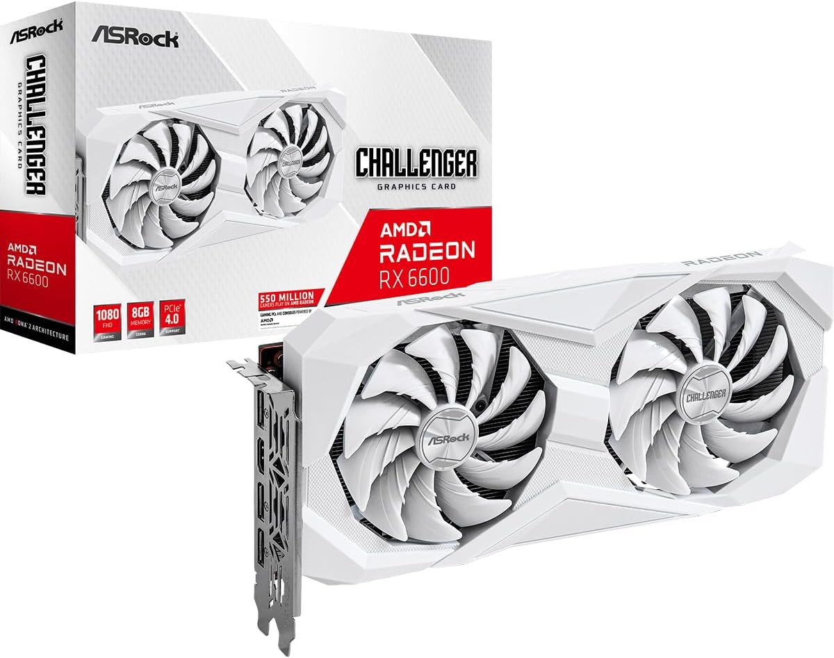ASRock RX6600 CLW 8G Challenger White Graphics Card