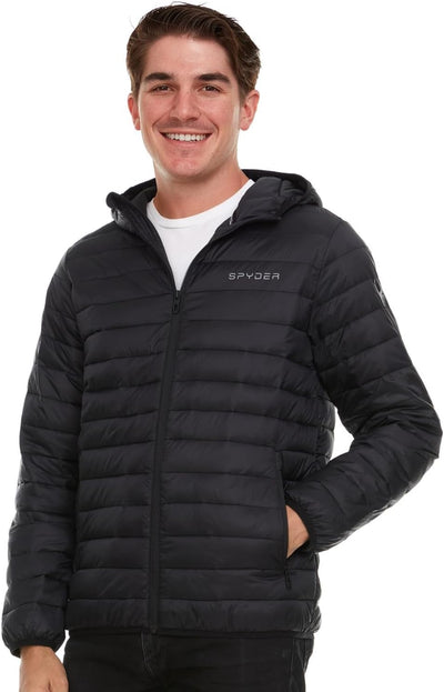 Spyder Packable Puffer Jacket Men's Lightweight Hooded Winter Coat