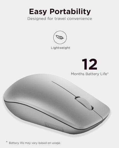 Lenovo 530MOUSE Full Size Wireless Mouse - Platinum Grey