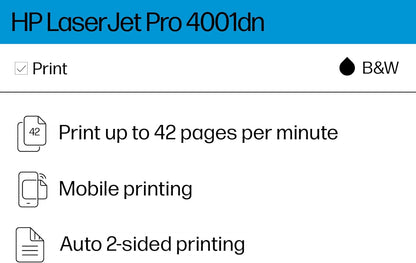 HP 4001dn LaserJet Pro Printer Fast Duplex Printing