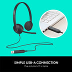 Logitech 981-000507 USB Headset H340 Stereo Black