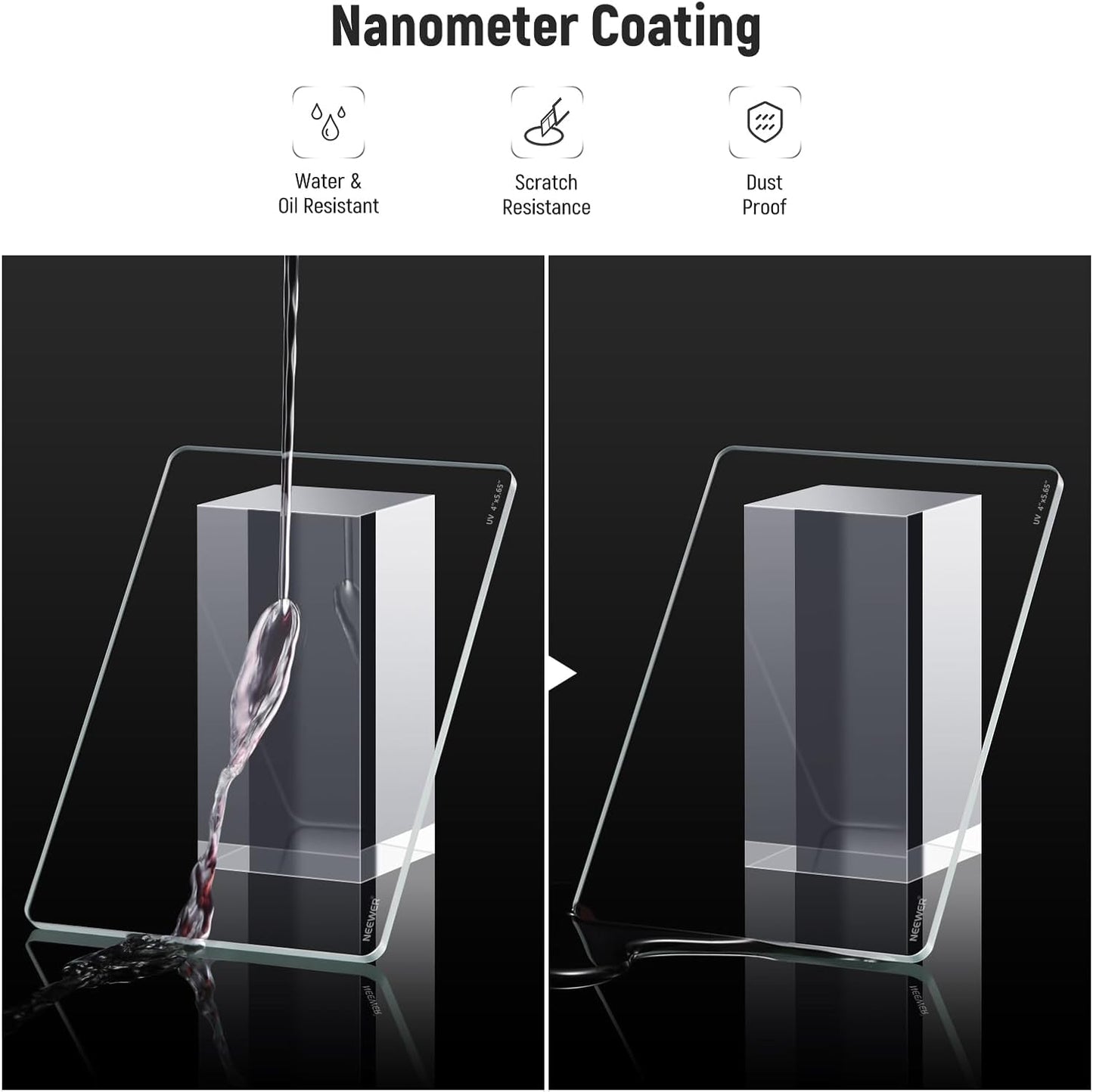 Neewer NW SERIES S 4"x5.65" Square UV Filter, Matte Box