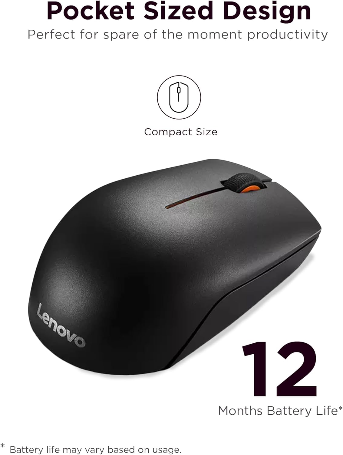 Lenovo 300 Wireless Mouse Black GX30K79402