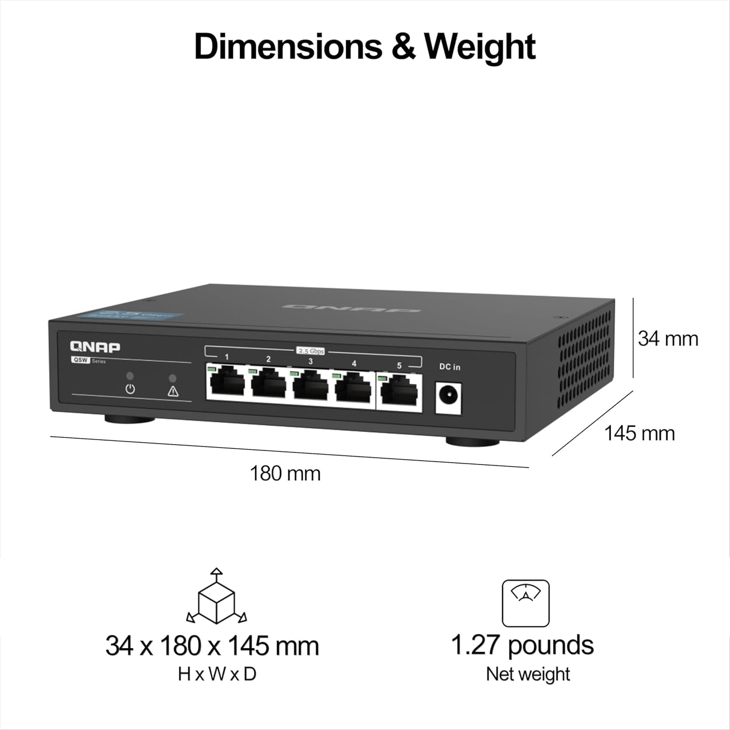 QNAP TS-473A-SW5T-US 4-Bay NAS + 2.5GbE Switch