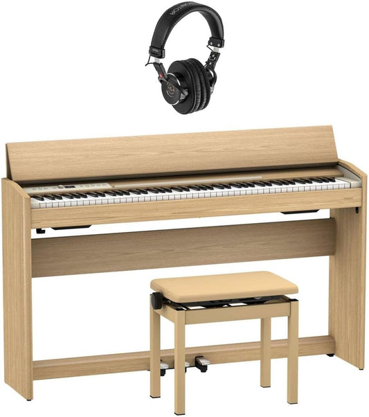 Roland F701 88-Key Digital Piano Light Oak Bundle