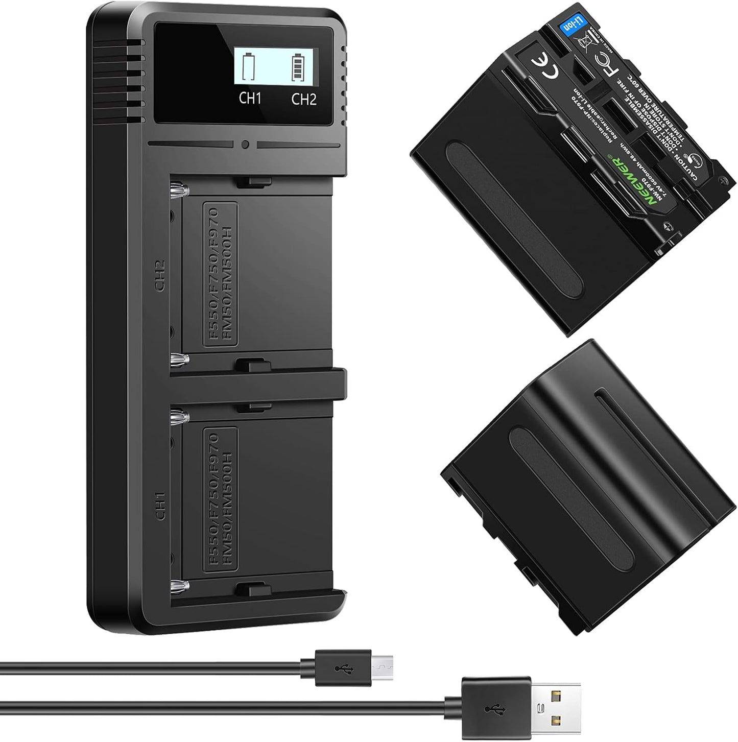 Neewer 10099654 Dual NP-F970 Battery Charger Kit