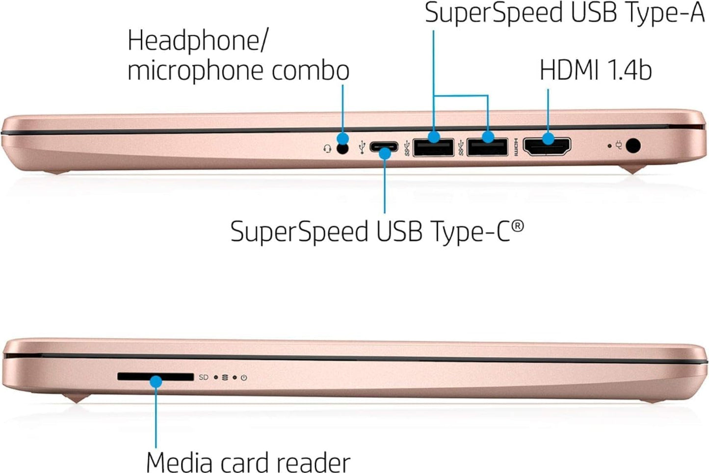 HP Premium 14-inch HD Laptop Bundle - Rose Gold