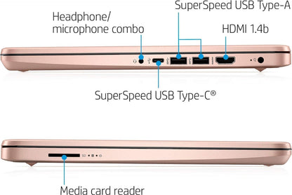 HP Premium 14-inch HD Laptop Bundle - Rose Gold