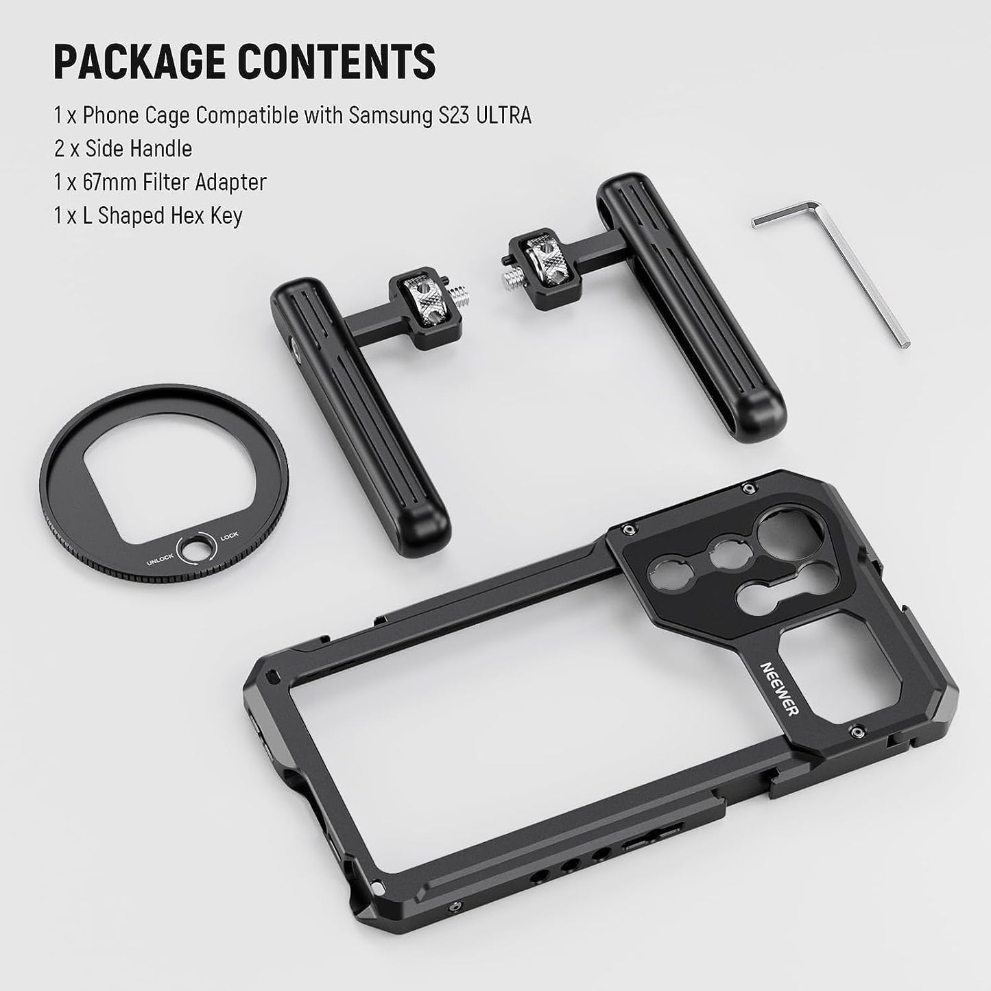 Neewer S23 Ultra Cage Video Rig Dual Handles 67mm