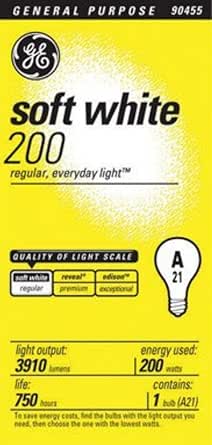 GE 200-Watt Soft White Incandescent Light Bulb