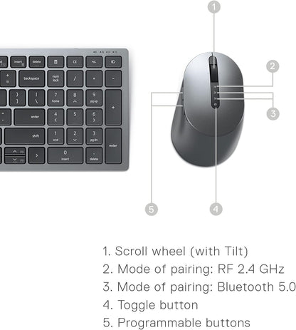 Dell KM7120W Wireless Keyboard and Mouse Combo Bluetooth 5.0