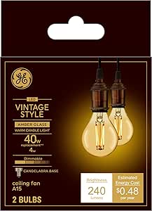 GE 42160 Vintage Style LED Light Bulbs Amber 2-Pack