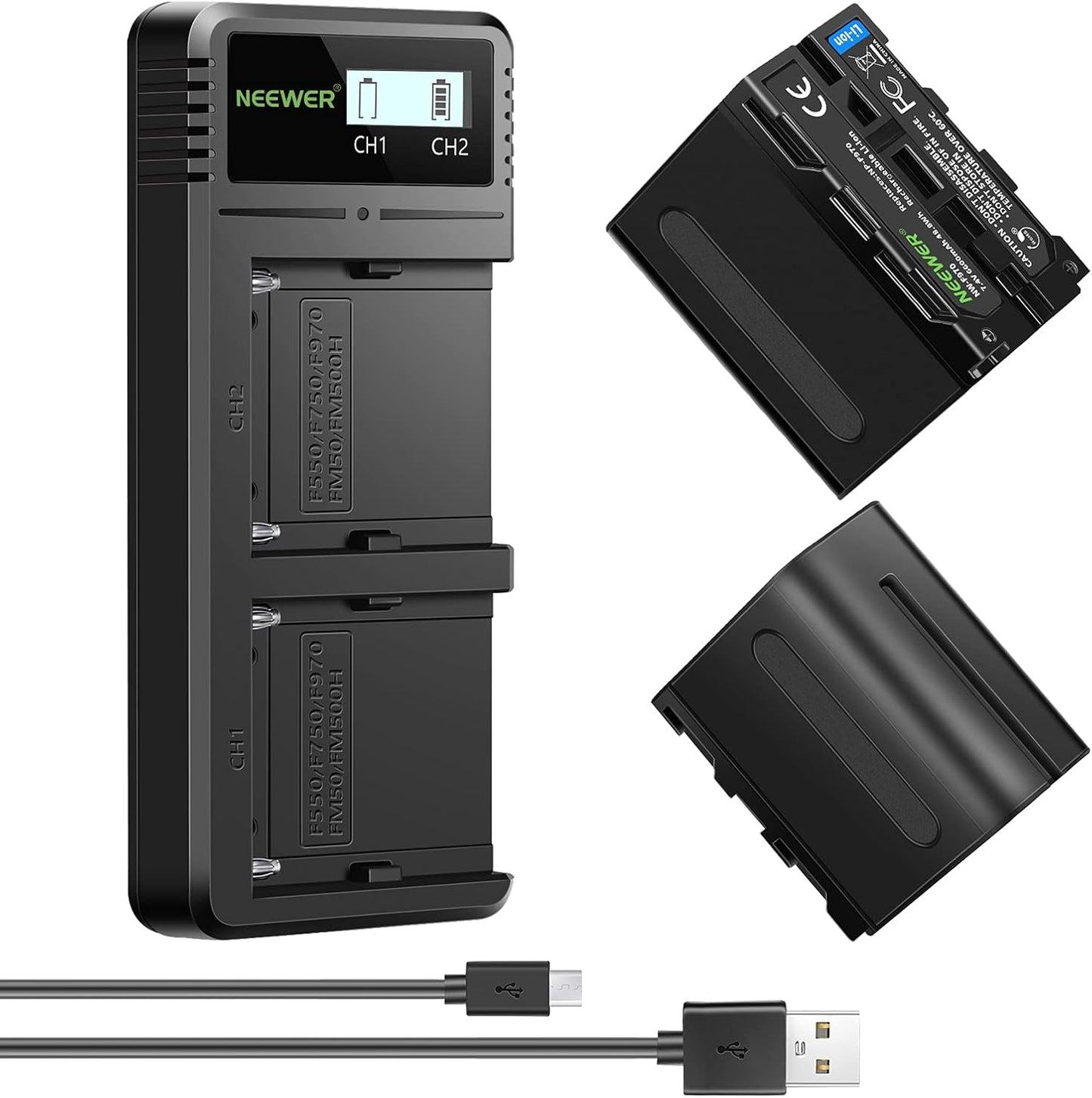 Neewer 10099654 Dual NP-F970 Battery Charger Kit