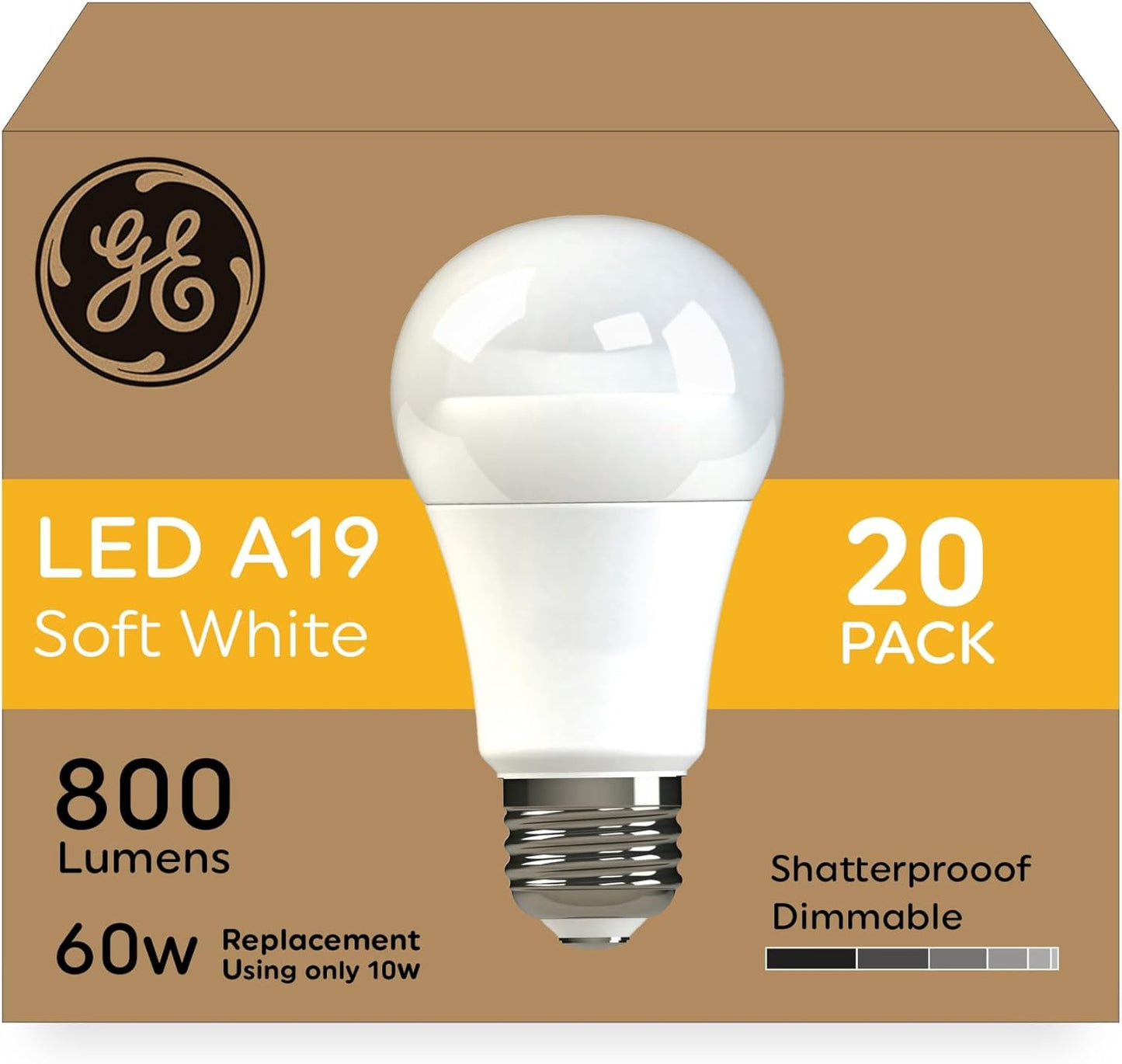 GE 93129378 LED 60 Watt Soft White A19 Bulbs 20-Pack