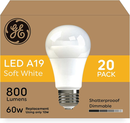 GE 93129378 LED 60 Watt Soft White A19 Bulbs 20-Pack