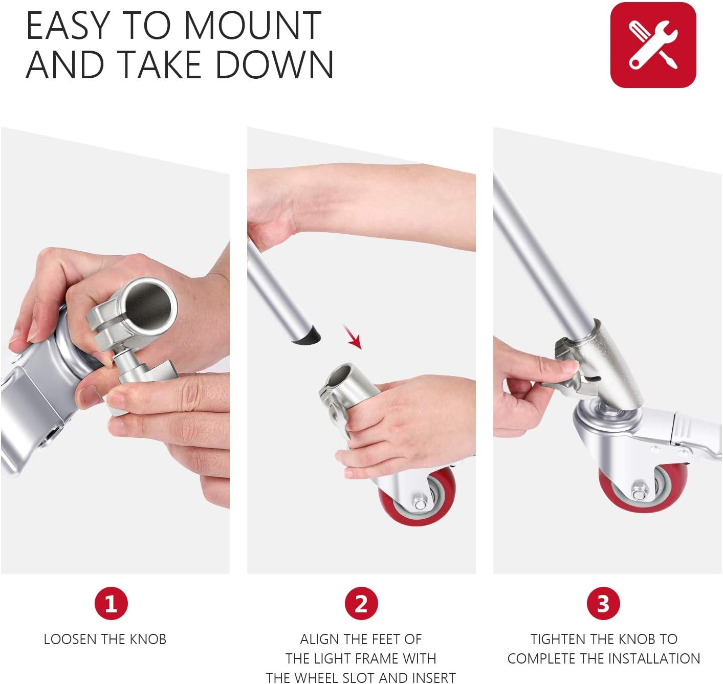 Neewer 10097054 Caster Wheels for Photography C Stand