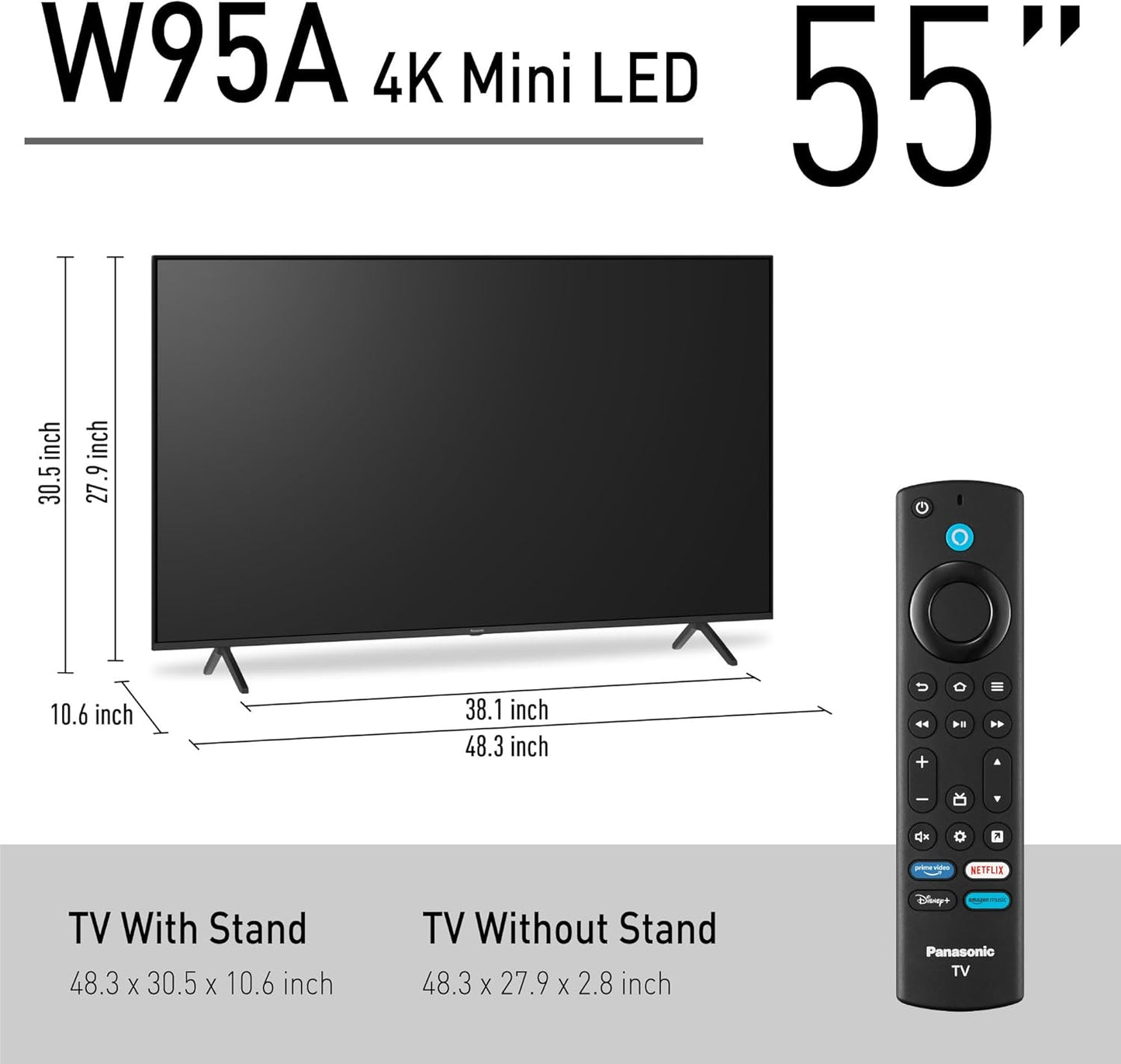 Panasonic TV-55W95AP W95 Series: 55-inch Mini LED 4K Smart Fire TV