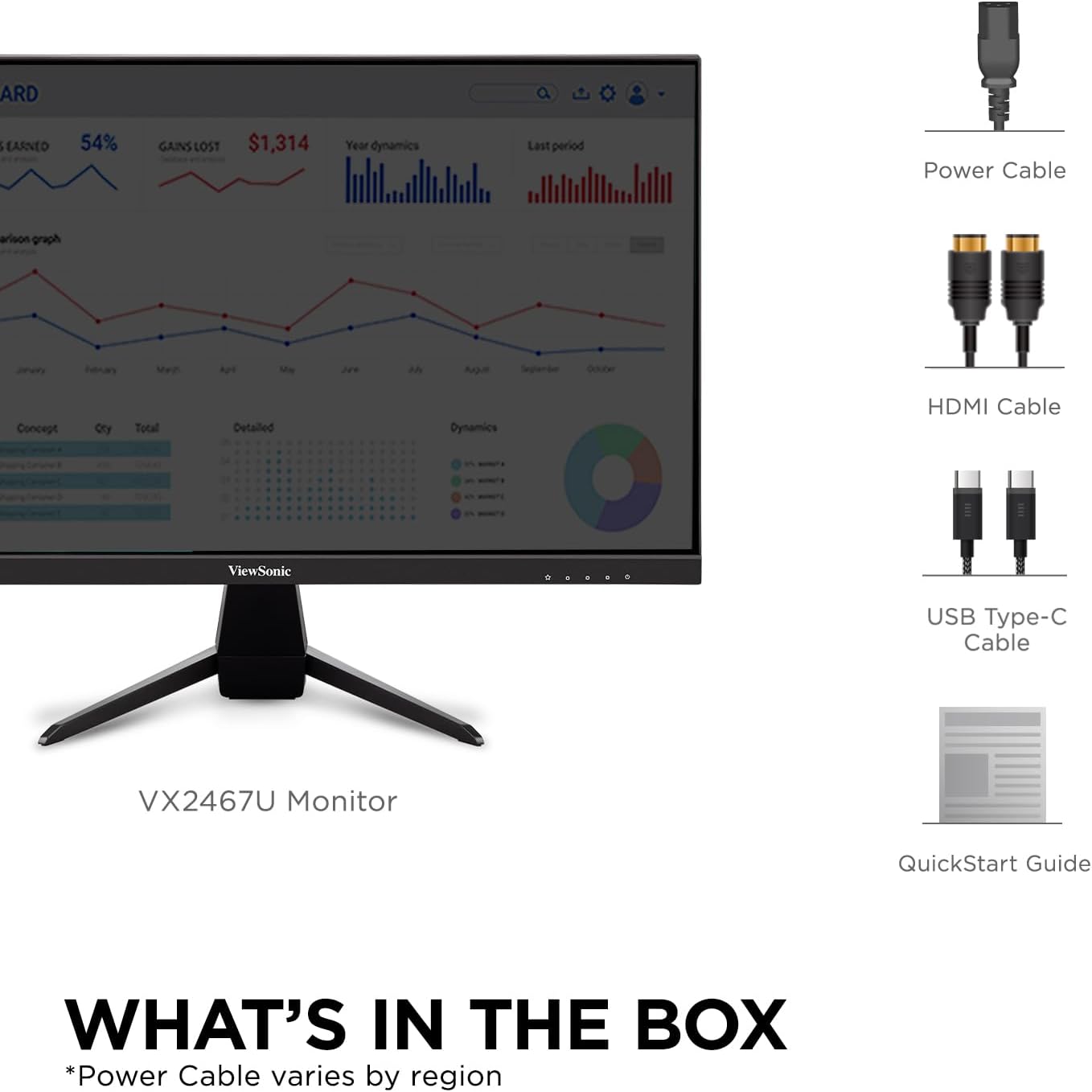 ViewSonic VX2467U 24" 1080p USB-C Monitor - Ultra-Thin Bezel