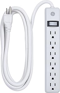 GE 67122 Power Strip: 6-Outlet, 8ft Cord, Heavy Duty, UL Listed