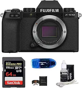 Fujifilm X-S10 Mirrorless Camera Bundle 64GB SD