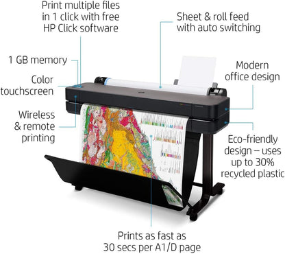 HP DesignJet T630 36" Wireless Color Inkjet Plotter Bundle