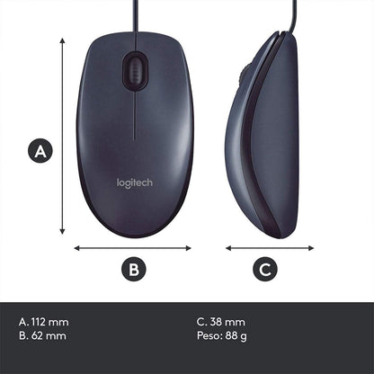 Logitech 910-001601 M100 Corded USB Mouse Black