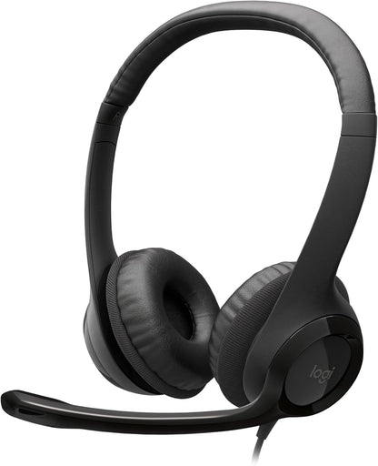 Logitech 981-000014 Wired Headset: Noise-Canceling Mic for PC