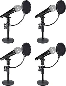 (4) Rockville Mics Samson Stands Podcast Bundle