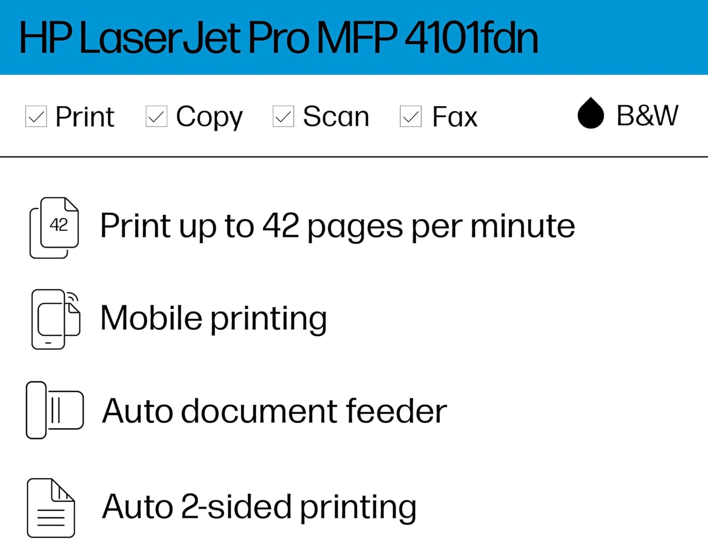 HP 4101fdn LaserJet Pro MFP Printer Fast Print Scan Copy Fax
