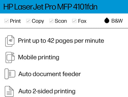 HP 4101fdn LaserJet Pro MFP Printer Fast Print Scan Copy Fax