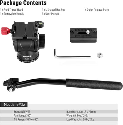 Neewer GM23 Fluid Tripod Head with Quick Release