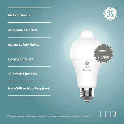 GE 93129313 Motion Sensor LED Light Bulbs 2-Pack