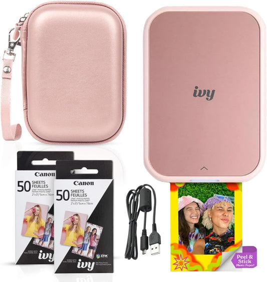 Canon Ivy 2 Mini Photo Printer Blush Pink Bundle
