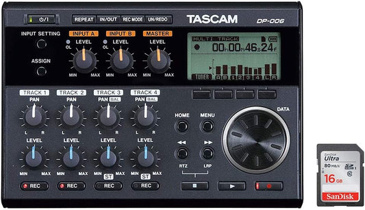 Tascam DP-006 6-Track Digital Pocketstudio - Bundle w/ 16GB Card