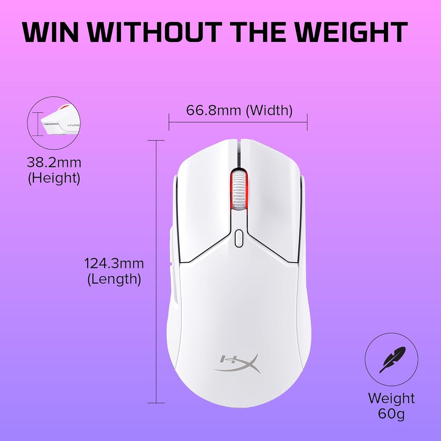 HyperX 6N0A9AA Pulsefire Haste 2 Wireless Gaming Mouse - White