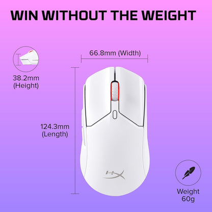 HyperX 6N0A9AA Pulsefire Haste 2 Wireless Gaming Mouse - White